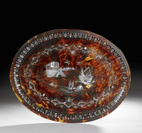 plateau tray pique or gold inlaid tortoiseshell